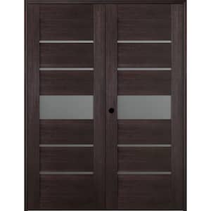 Vona 07-06 72"x 80" Right Hand Active 5-Lite Frosted Glass Veralinga Oak Wood Composite Double Prehung French Door