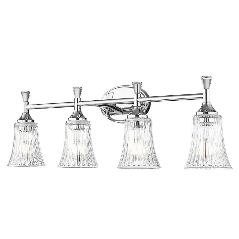 ZACHVO 30 in. Modern 4Light Chrome Finish Vanity Lighting Fixtures