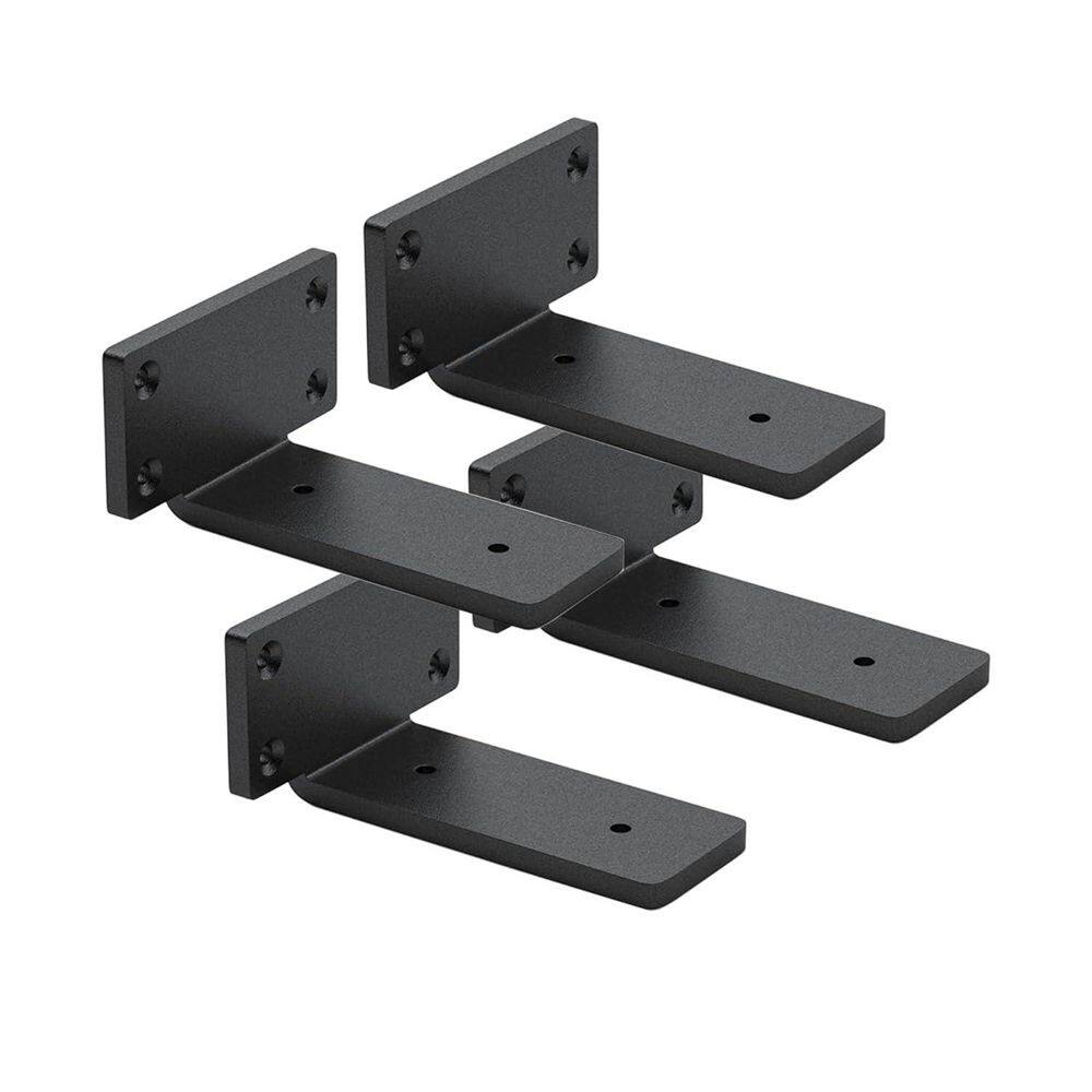 4 Inch Shelf Brackets Heavy Duty Iron Steel Floating Shelf Support Black Powder Coated Finish 4-Pack price history on PriceWatchPro