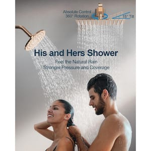 ZenithRain 12 in. and 6 in. 6-Jet High Pressure Shower System with Hand Shower, Anti-Scald Valve in Polished Rose Gold