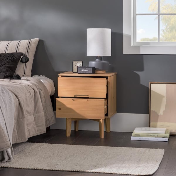 Walker Edison Furniture Company 2-Drawer Natural Pine Solid Wood 