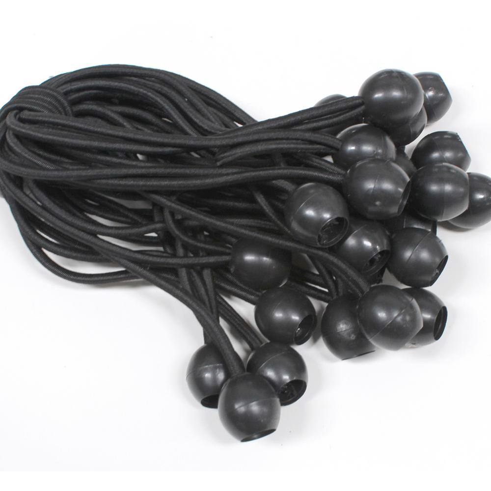 25 PCS Black Ball Bungee Bungie Cord Heavy Duty Canopy Tent Tarp Tie Downs Strap 