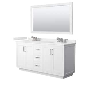 Miranda 66 in. W x 22 in. D x 33.75 in. H Double Bath Vanity in White with White Quartz Top and 58 in. Mirror