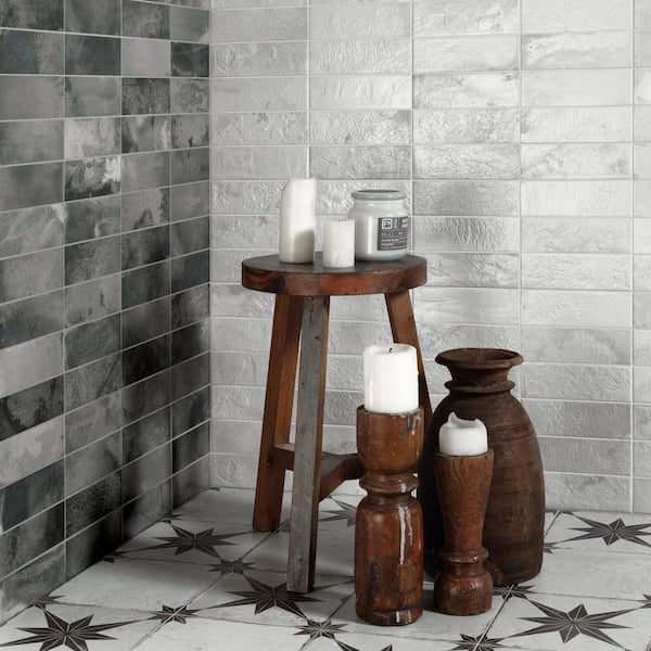 Merola Tile Kings Raku Black 7-7/8 in. x 15-3/4 in. Ceramic Wall
