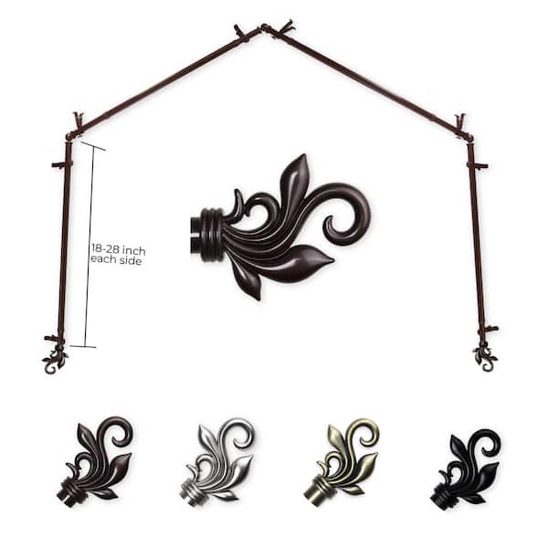 13/16" Delilah 4-Sided Bay Window Curtain Rod (18-28 inch each side)-Cocoa