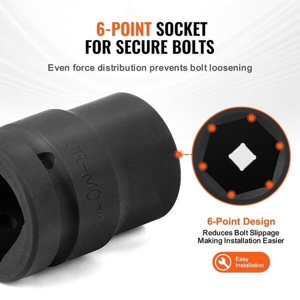 SKYSHALO Axle Nut Impact Socket Set, 1 in. Drive 6-Point 9-Piece