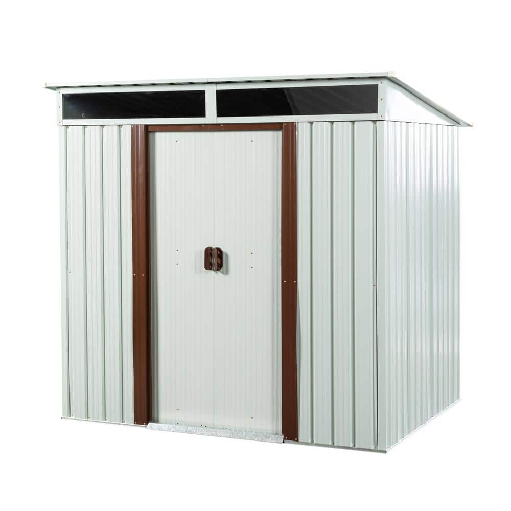 6.39 ft. W x 4.95 ft. D Outdoor White Metal Storage Shed with ...