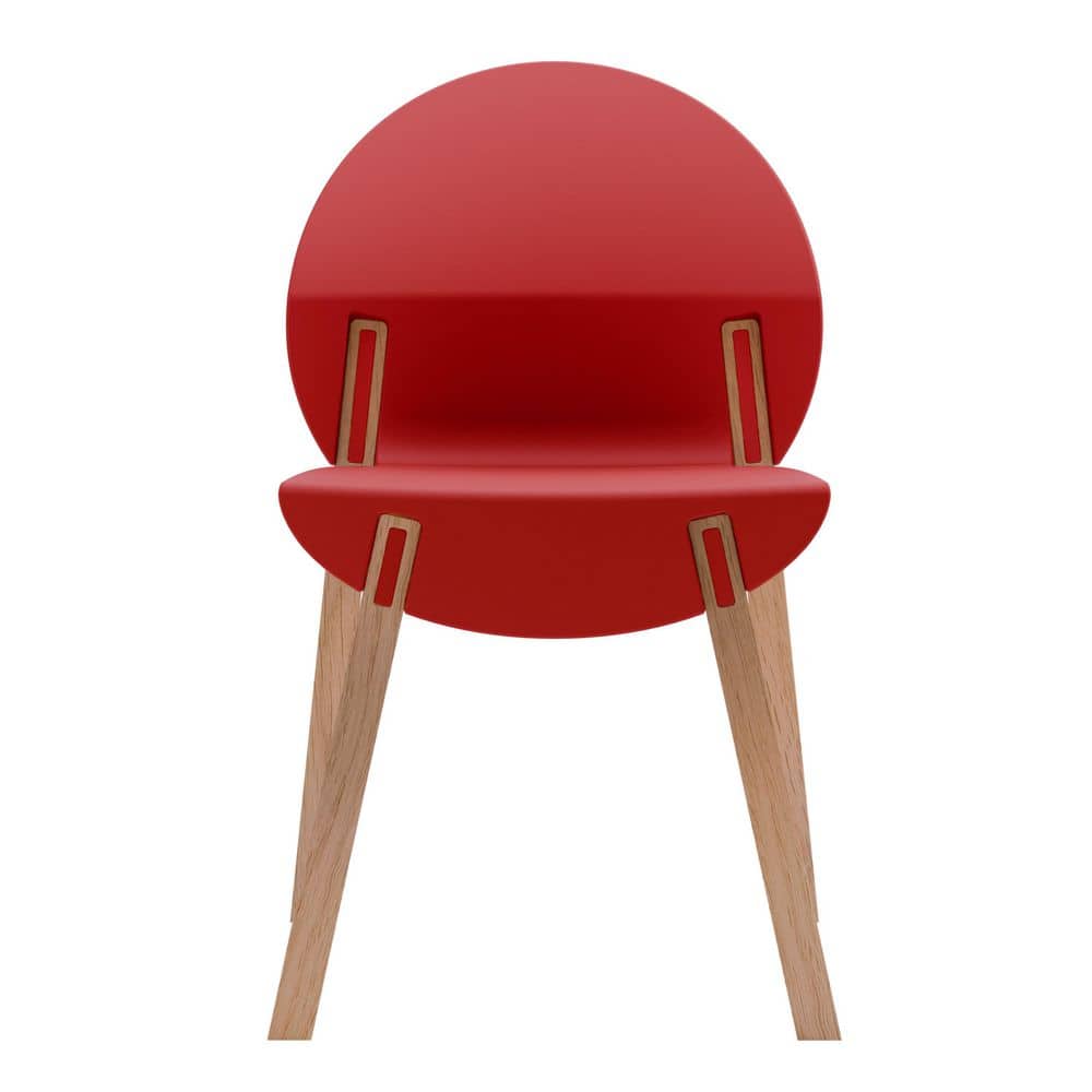 Red Polypropylene Outdoor Dining Chair with Red Oak Wood Legs (Set of 4) price history on PriceWatchPro