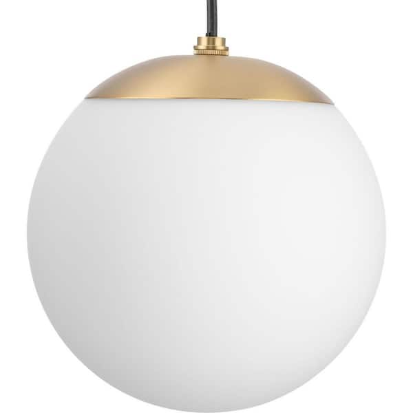 Progress Lighting Atwell Collection Brushed Bronze and Opal Glass Globe Small Hanging Pendant Light