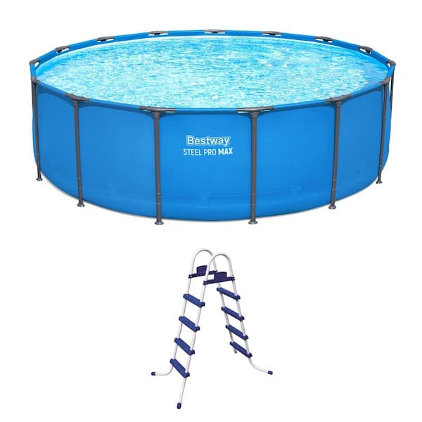 Steel Pro MAX 15 ft. x 48 in. Round Above Ground Swimming Pool & Pool Ladder