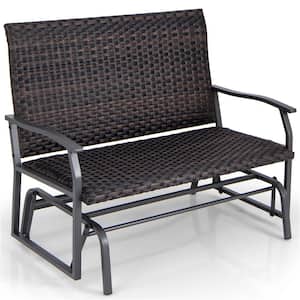 47 in. 2-Person Brown All Weather/Weather Resistant Metal Patio Swing w/Quick Dry Foam Seat
