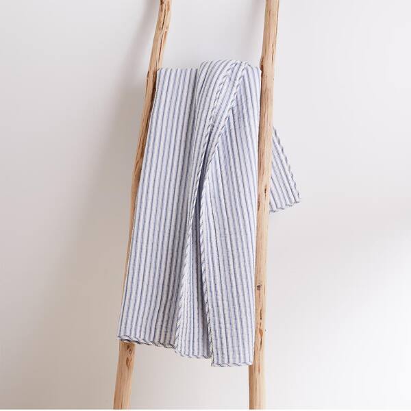 LEVTEX HOME Tobago Stripe Blue Quilted Cotton Throw Blanket
