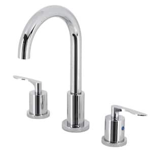 Serena 2-Handle High Arc 8 in. Widespread Bathroom Faucets with Brass Pop-Up in Polished Chrome