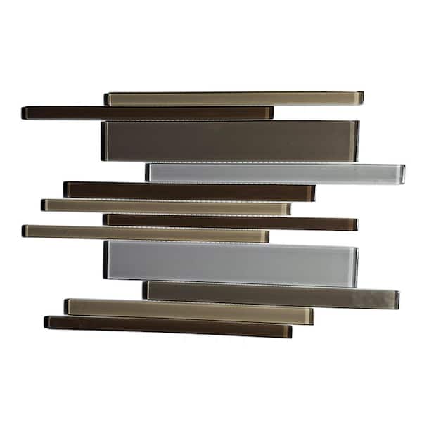 Modern Brown Cream Gray 12 in. x 12 in. Mixed Glass Mosaic Wall Tile (10 sq. ft./Case)