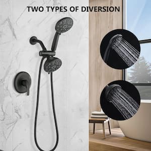 7-Spray Patterns with 1.8 GPM 5 in. Tub Wall Mount Dual Shower Heads in Spot Resist Matte Black