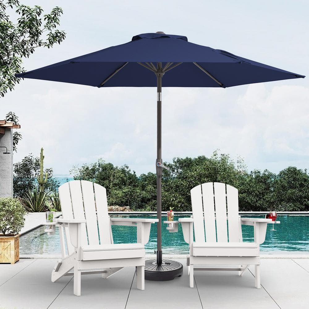dark blue patio umbrella JEAREY 7.5ft Steel Outdoor Patio Market Umbrella with Tilt Crank in Navy