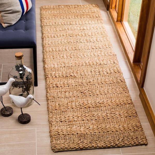 Natural Fiber 2 ft. x 22 ft. Natural Solid Color Runner Rug