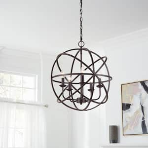 Sarolta Sands 5-Light Bronze Chandelier Light Fixture with Caged Globe Metal Shade