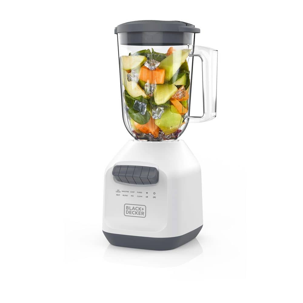 White 56oz Glass Jar Blender with Stainless Steel Blades