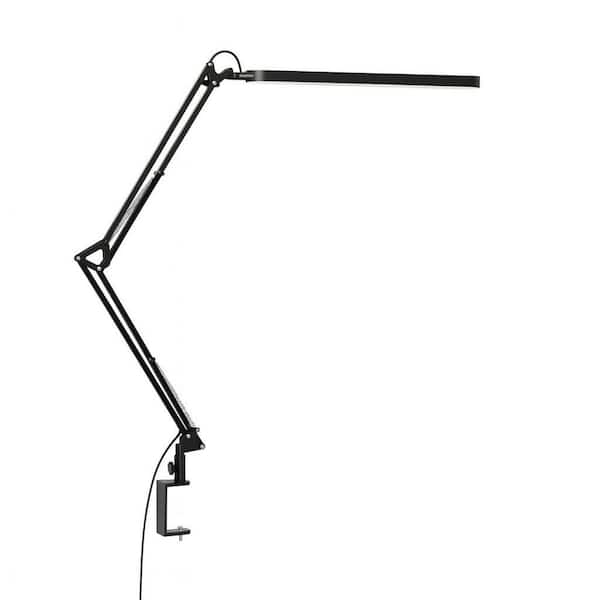 31.5 in. Black LED Clip-On Desk Lamp Adjustable Swing Arm Dimmable 5-Color Modes 11-Brightness Levels with Timer