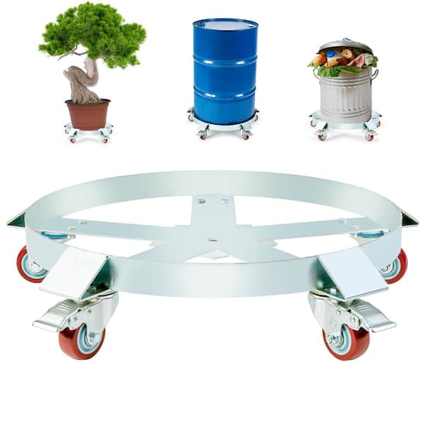 55 Gal. Heavy Duty Drum Dolly, 1250 lbs. Load Capacity, Barrel Cart with Steel Frame, 5 Swivel Casters for Handling