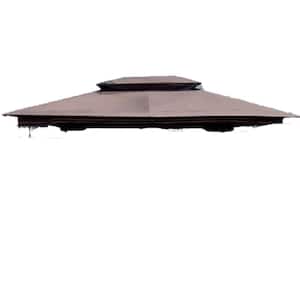 13 ft. x 10 ft. Patio Double Roof Gazebo Replacement Canopy Only Fabric Canopy Only in Brown