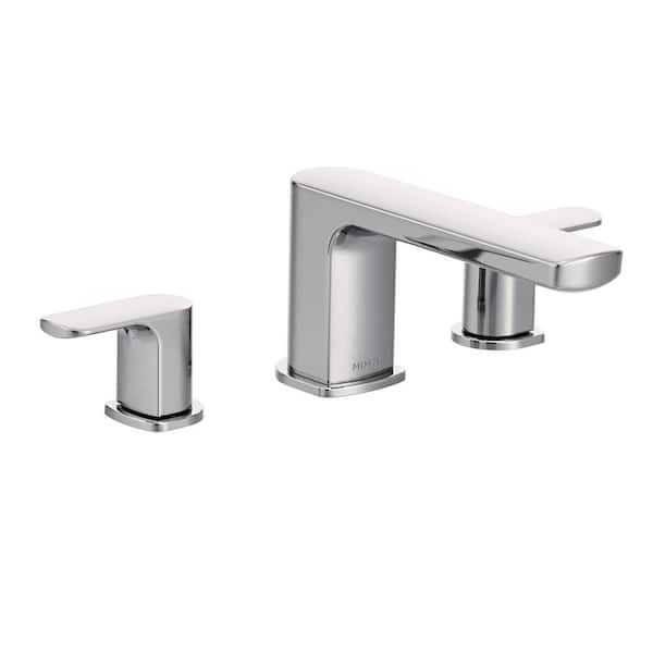 Rizon 2-Handle Tub Deck Mount Roman Tub Faucet with Handles in Chrome