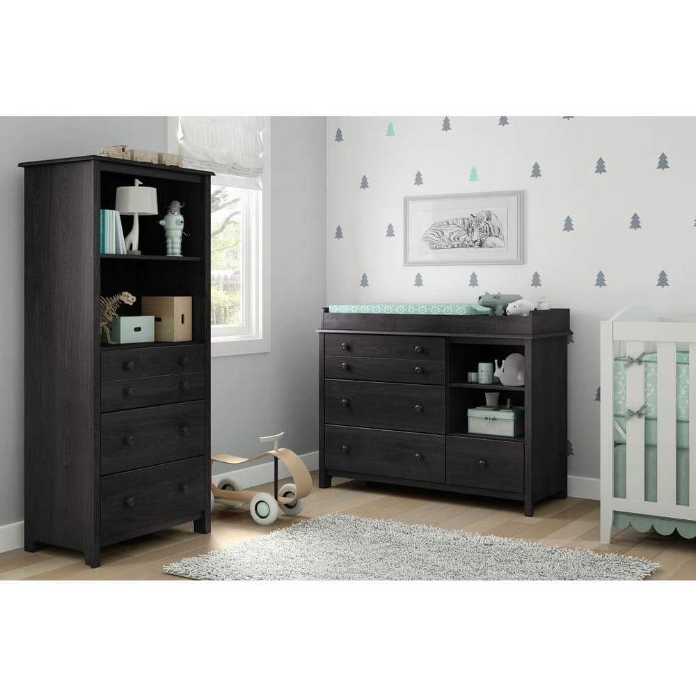 Gray Oak 47" Transitional Changing Table Dresser with Drawers