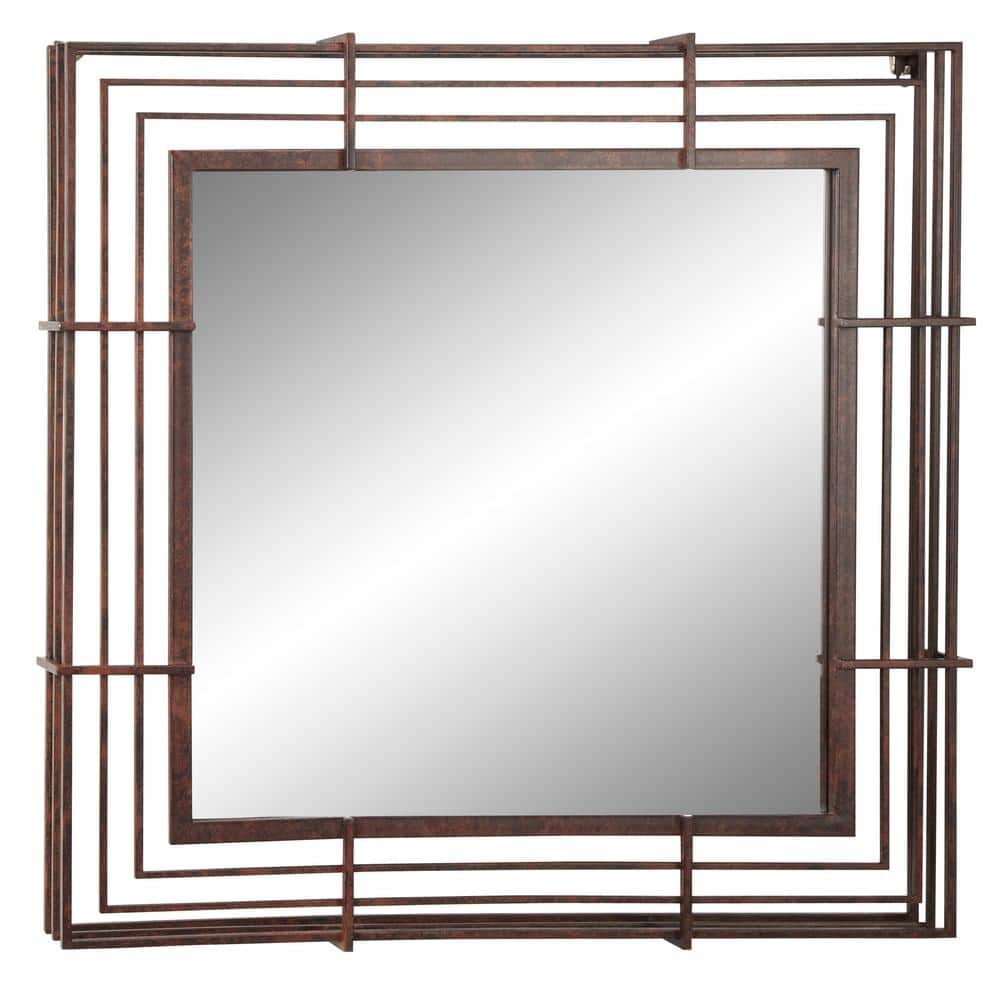 Full-Length Square Textured Bronze Industrial Wall Mirror