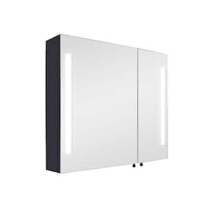 30 in. W x 26 in. H Black Rectangle Aluminum Recessed or Surface Mount Medicine Cabinet, Medicine Cabinet with Mirror