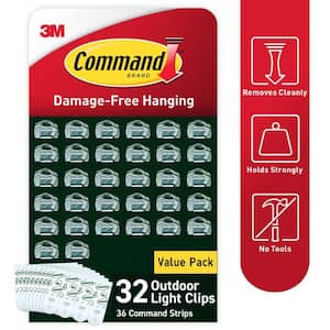 Clear Outdoor Light Clips(32 Clips, 36 Command Strips)