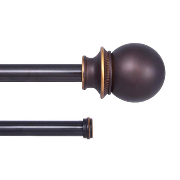 Kenney Fast Fit Easy Install Birkin 36 in. - 66 in. Adjustable Double Curtain Rod 5/8 in. Dia., Oil Rubbed Bronze with Finials