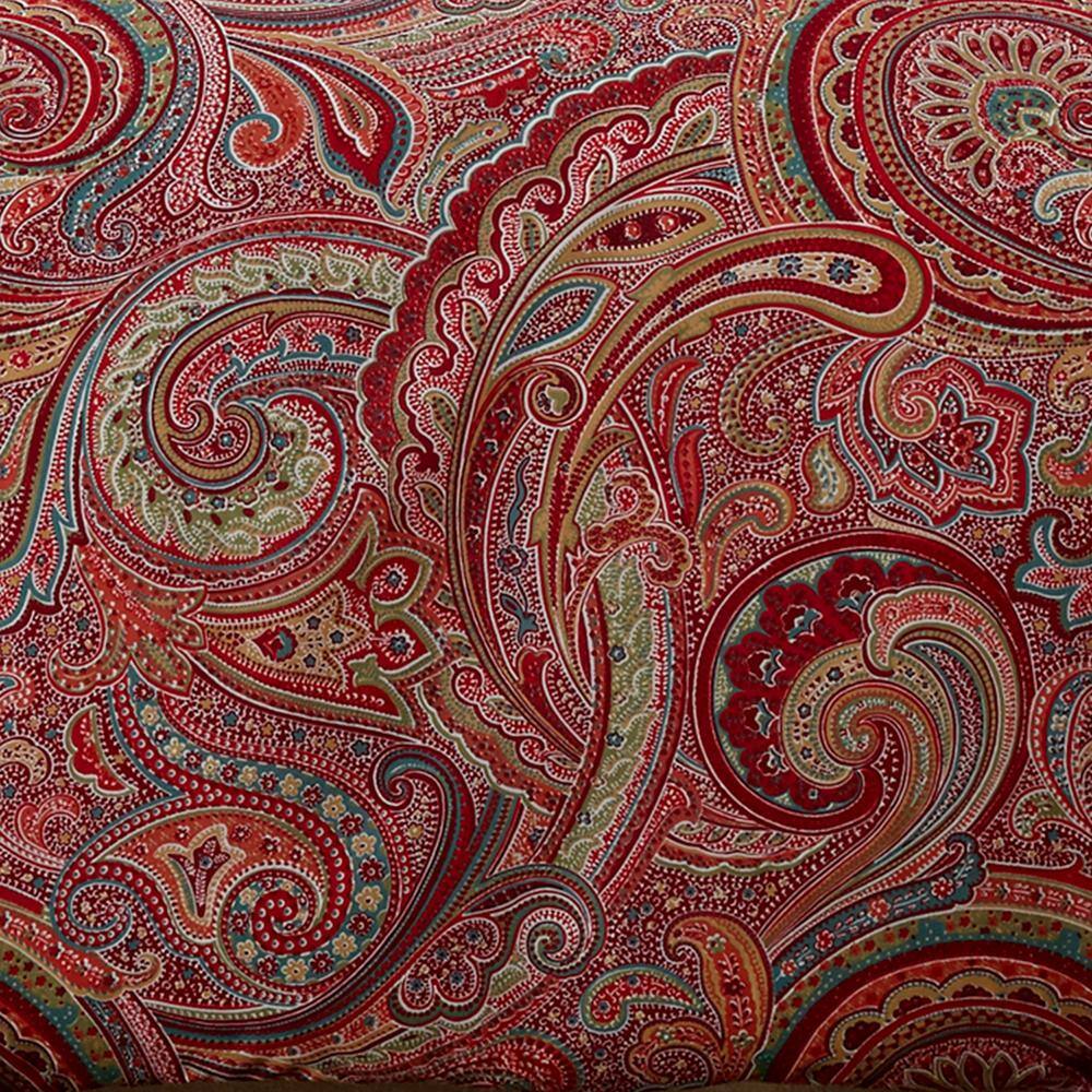 Spruce Red Paisley Cotton Twin Duvet Cover Set