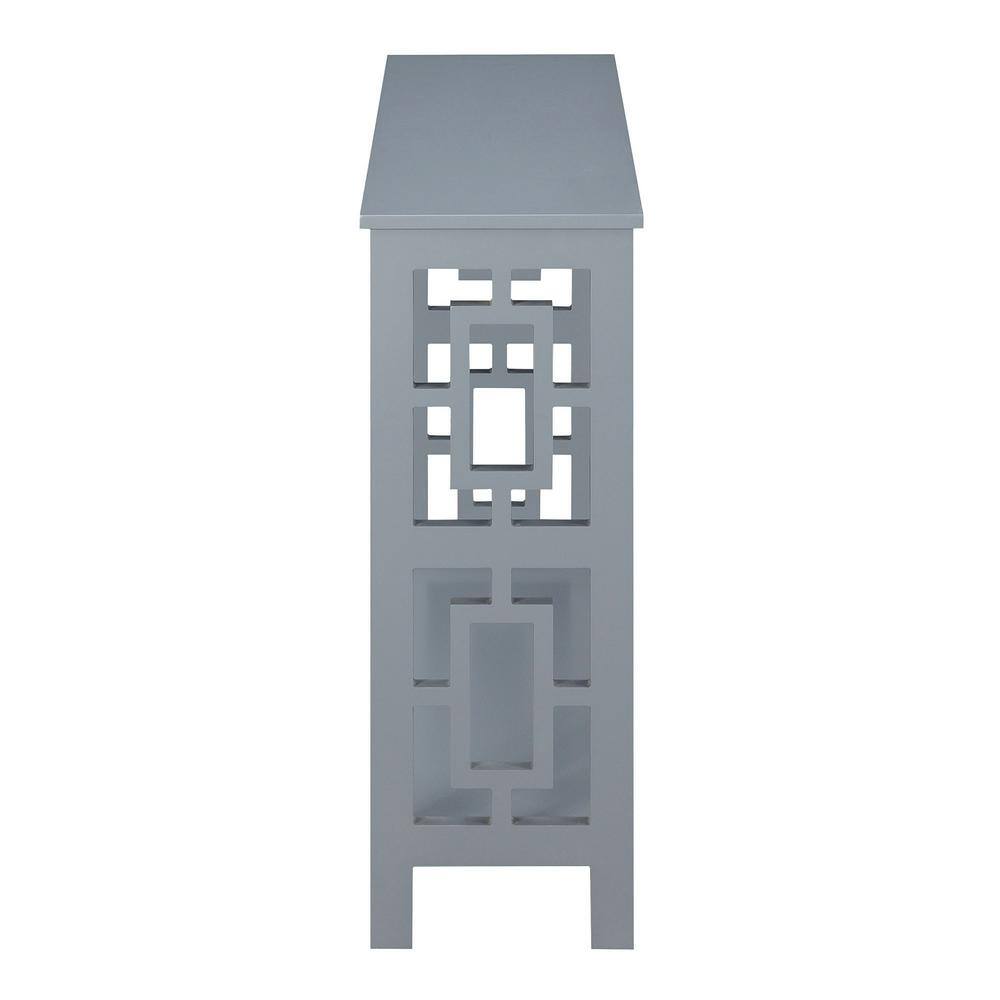 Gray MDF Console Table with Shelf and Asian-Inspired Design