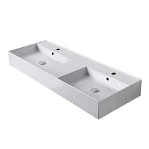 Teorema 2 Rectangular Wall Mounted Bathroom Sink in White