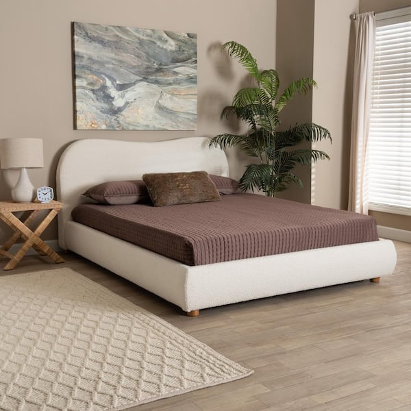 Baxton Studio Maya White Wood Frame Queen Size Platform Bed 228