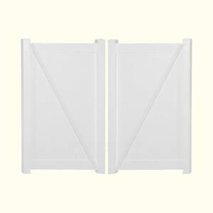 Pembroke 10.8 ft. W x 5 ft. H White Vinyl Privacy Double Fence Gate Kit
