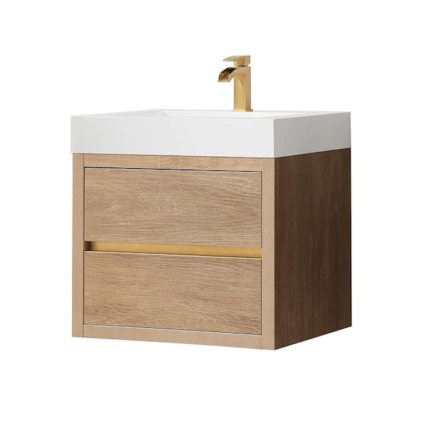 Palencia 24 in. W x 20 in. D x 23.6 in. H Bath Vanity in North American Oak with White Integral Composite Stone Top