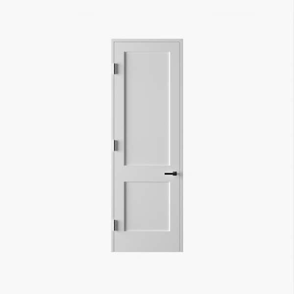 RESO 30 in. x 96 in. Right-Handed Solid Core Primed White Composite Single Prehung Interior Door Antique Nickel Hinges