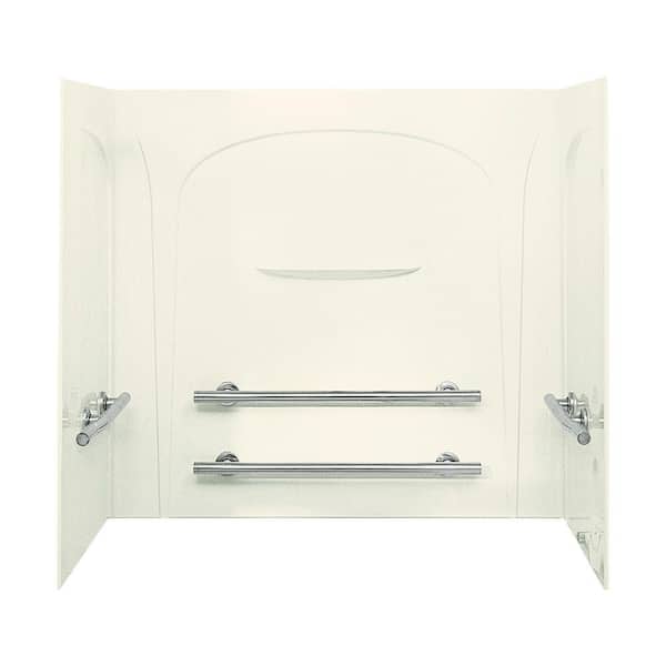 STERLING Acclaim 31-1/2 in. x 60 in. x 55-1/2 in. 3-piece Direct-to-Stud Tub/Shower Wall Set with Grab Bars in Biscuit
