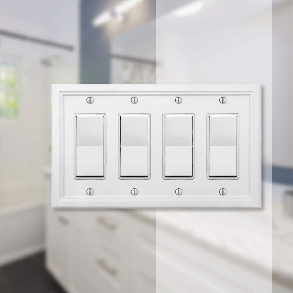 White Composite 4-Gang Rocker Wall Plate