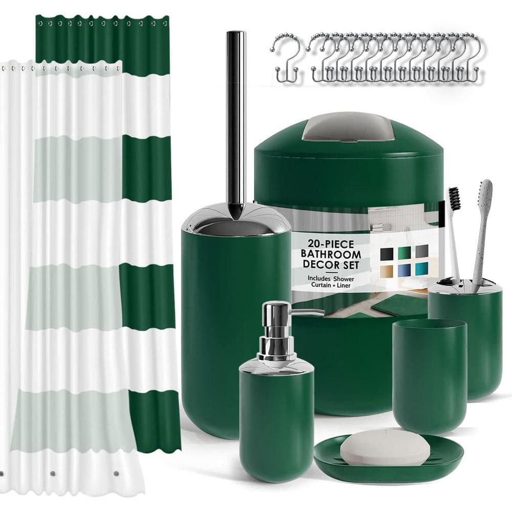 20-Piece Bathroom Accessory Set with Shower Curtain Set, Soap Dispenser, To