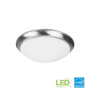 Withers 13 in. Light Brushed Nickel Adjustable CCT CCT Integrated LED Dimmable Round Globe Flush Mount Ceiling Light