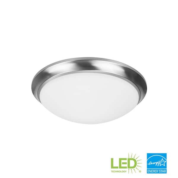 Photo 1 of Withers 13 in. 140-Watt Brushed Nickel Selectable CCT Integrated LED Dimmable Round Globe Flush Mount Ceiling Light