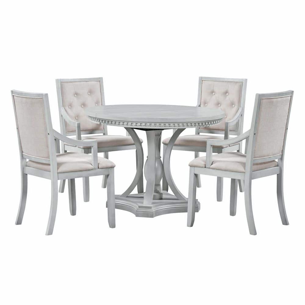 5-Piece Rubber Wood Outdoor Conversation Patio Furniture Set with Beige Cushions price history on PriceWatchPro