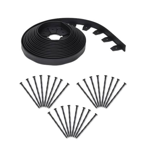 40 ft. L x 1.7 in. H x 2.5 W Coiled Plastic Black Paver Edging Kit w/ Anchoring Spikes