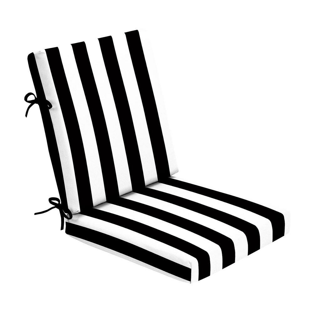 Foam Outdoor Dining Chair Cushion 20 x 20 Made with ProFoam Rain-Proof Fade Resistant Black Cabana Stripe price history on PriceWatchPro