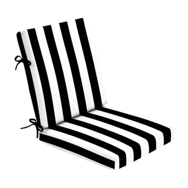 Foam Outdoor Dining Chair Cushion 20 x 20 Made with ProFoam Rain-Proof Fade Resistant Black Cabana Stripe
