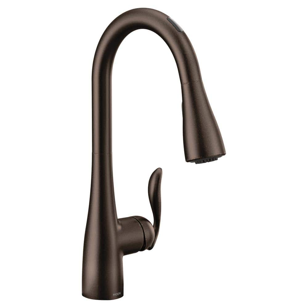 MOEN Arbor Single Handle Smart Touchless Pull Down Sprayer Kitchen   Rubbed Bronze Moen Pull Down Kitchen Faucets 7594evorb 64 1000 