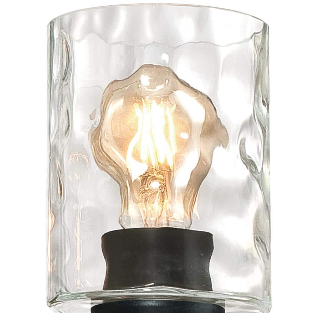 Barnwell Mini Three-Light Chandelier in Nickel and Barnwood